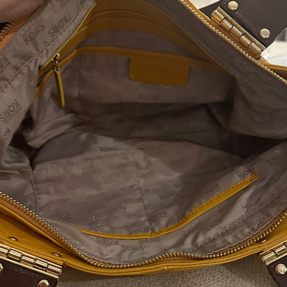 Michael Kors Yellow Shoulder Bag with Brown Straps - Picture 3 of 3